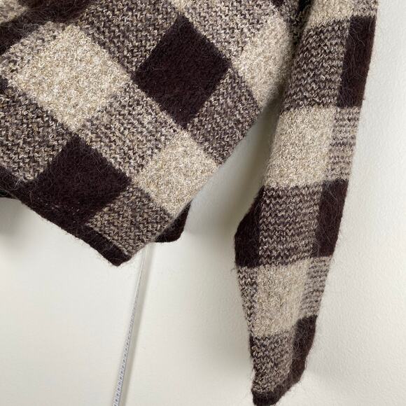 Vintage Paul Harris Mohair Check Zipper Sweater Jacket Size Medium - Picture 5 of 10